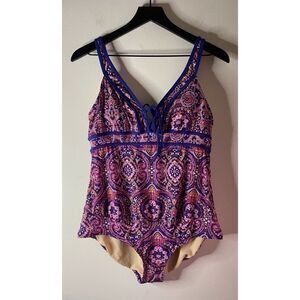 Sea Angel Patterned One Piece Swimsuit Size L